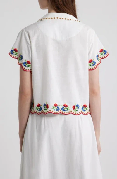 Love The Label Vera Button Down Blouse Top In May Morris Embroider In Multi