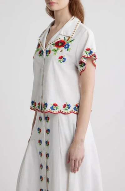 Love The Label Vera Button Down Blouse Top In May Morris Embroider In Multi