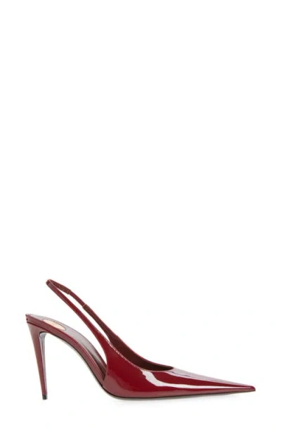 Saint Laurent Guermantes Slingback Pumps In Red Patent Leather In Burgundy