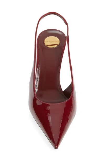 Saint Laurent Guermantes Slingback Pumps In Red Patent Leather In Burgundy