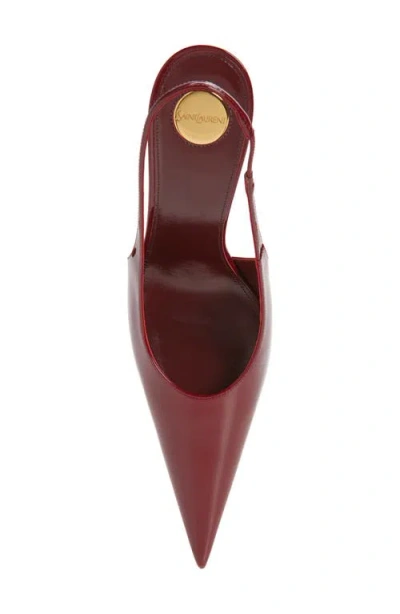 Saint Laurent Guermantes Slingback Pumps In Red Patent Leather In Burgundy