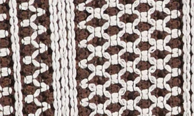 Percival Hugh Openwork Stripe Camp Shirt In Brown