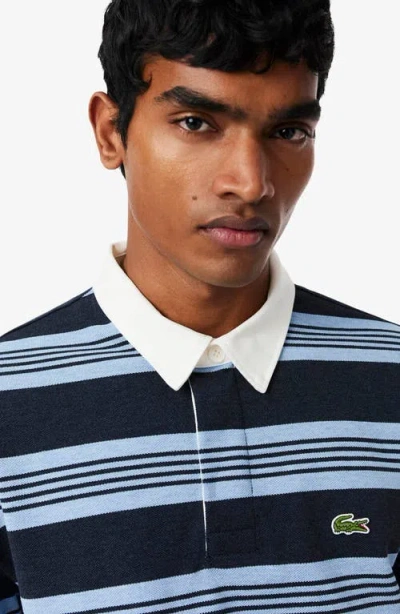 Lacoste Striped Long-sleeve Polo Shirt In Multi