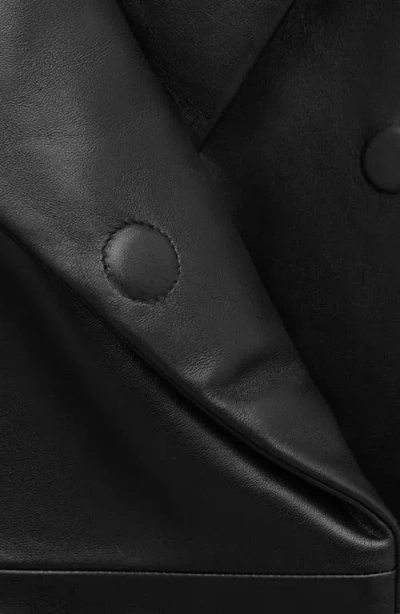 Mango Oversize Leather Jacket In Black