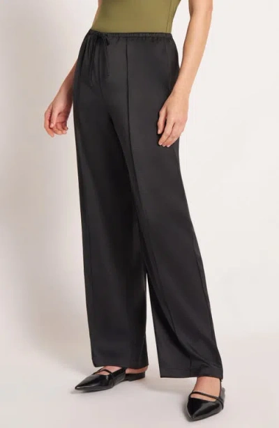 Matty M . Roselle Drawstring Satin Pants In Black
