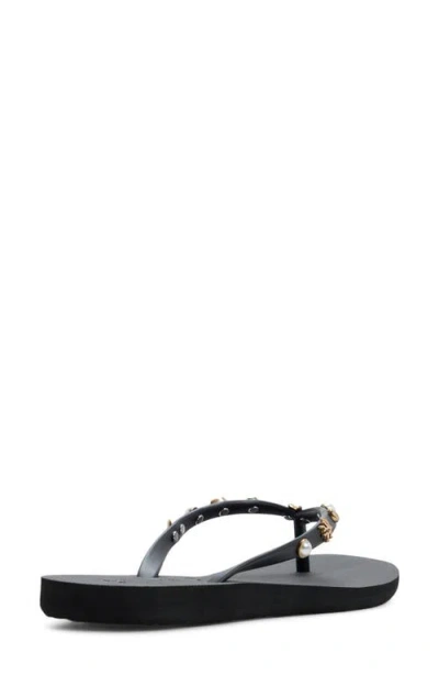 Roxy Hema Shell Stud Flip Flop In Black