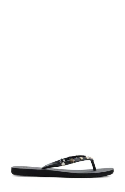 Roxy Hema Shell Stud Flip Flop In Black