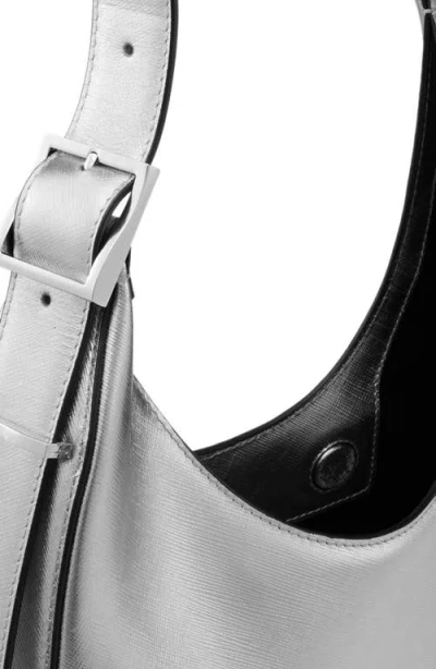 Behno Medium Ina Metallic Leather Crescent Shoulder Bag In Gray