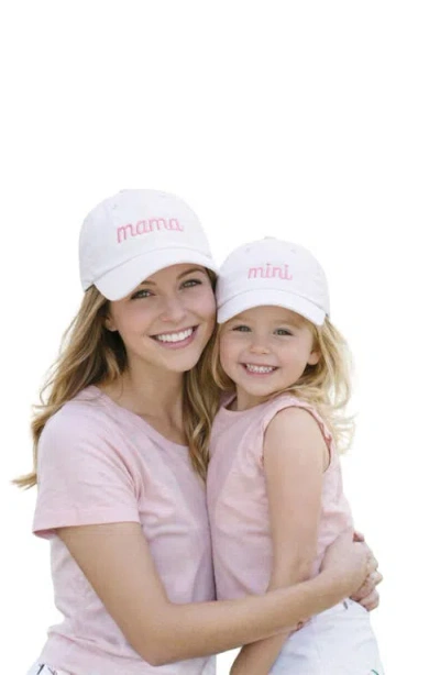 Bits & Bows Mama & Mini Bow Baseball Hat Set In White