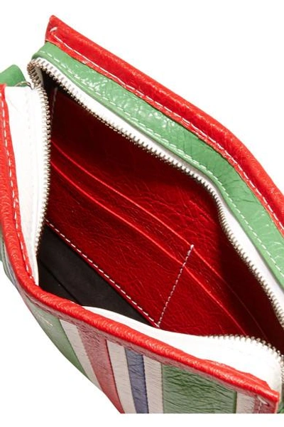 Shop Balenciaga Bazar Striped Textured-leather Shoulder Bag
