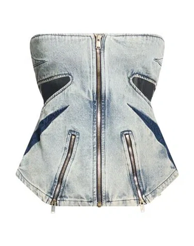 Dion Lee Woman Top Blue Size 6 Cotton In Blue