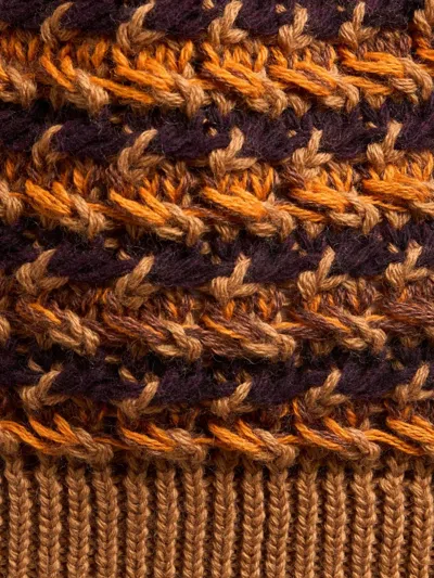 Etro Striped-pattern Wool Beanie In Brown