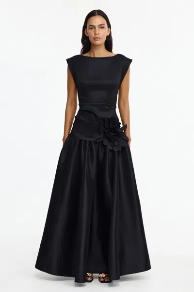 Acler Delph Flower-embellished Maxi Dress In Black