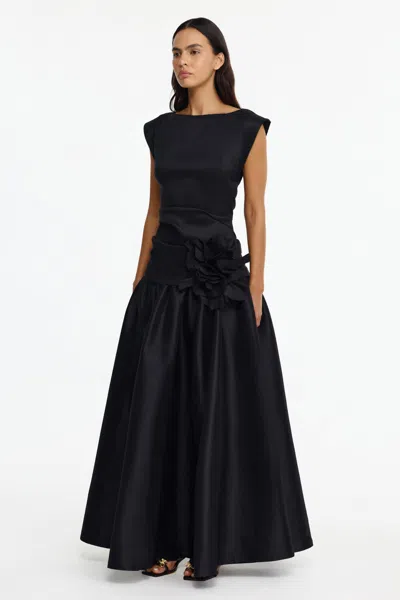Acler Delph Flower-embellished Maxi Dress In Black