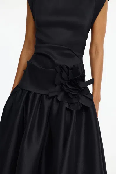 Acler Delph Flower-embellished Maxi Dress In Black