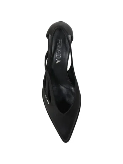 Prada Crossover-strap Pointed-toe Heeled Pumps In Black