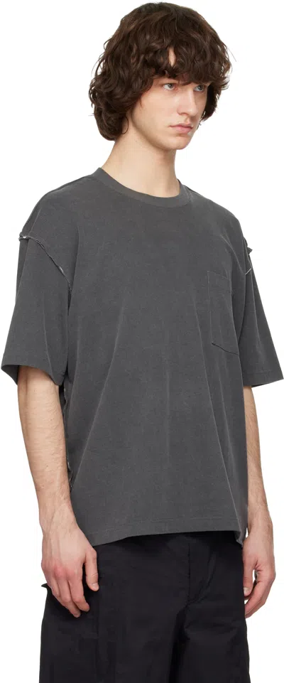 Solid Homme Gray Raw-edge T-shirt In Gray
