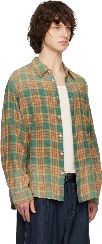 Solid Homme Check-pattern Long-sleeve Shirt In Green