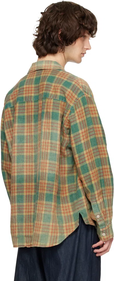 Solid Homme Check-pattern Long-sleeve Shirt In Green