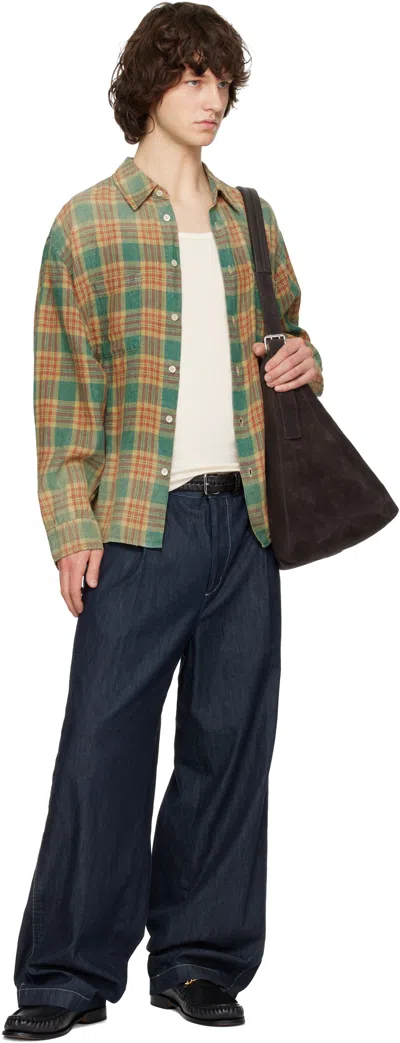 Solid Homme Check-pattern Long-sleeve Shirt In Green