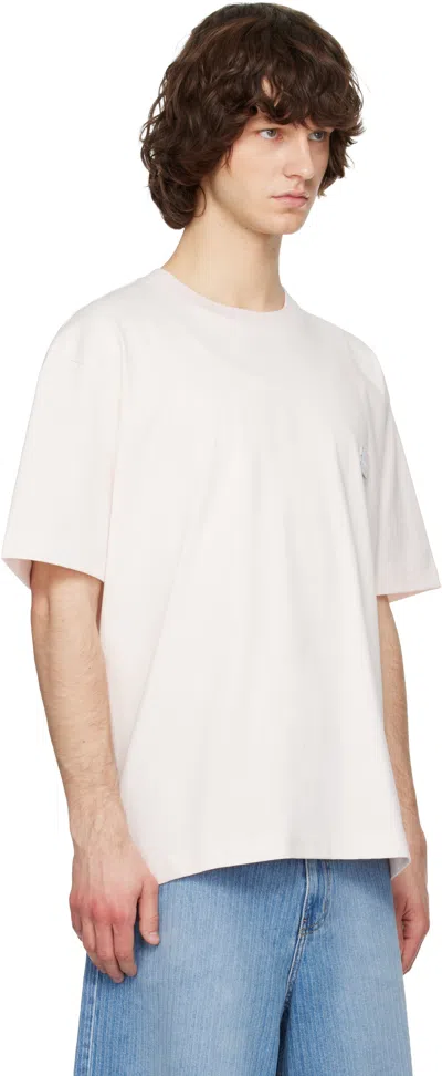 Solid Homme Pink Solid Tweed Back Logo Short Sleeve T-shirt In Neutral