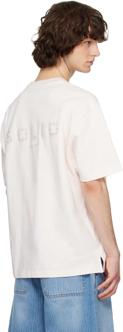 Solid Homme Pink Solid Tweed Back Logo Short Sleeve T-shirt In Neutral