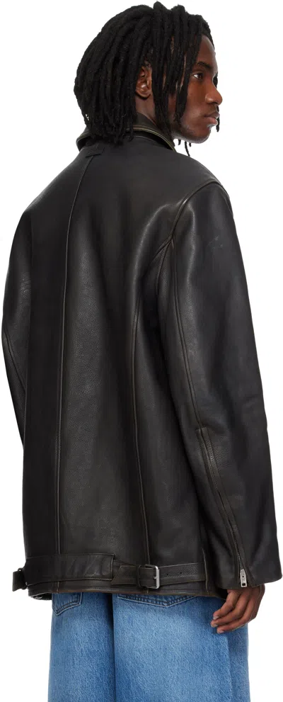 Alexander Wang Snap Front Leather Jacket In Black