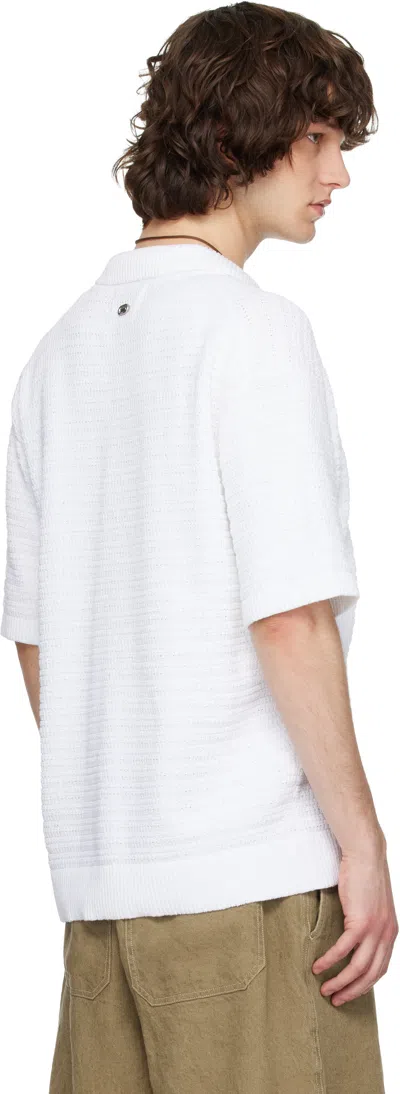 Solid Homme White Textured Polo In White