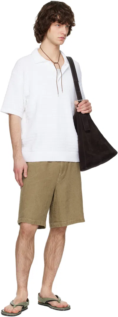 Solid Homme White Textured Polo In White