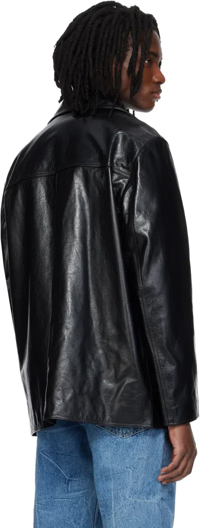 Mmic Black Boulevard Leather Coat In Black