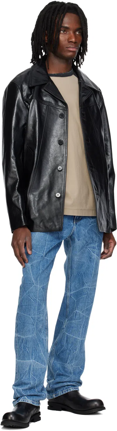 Mmic Black Boulevard Leather Coat In Black