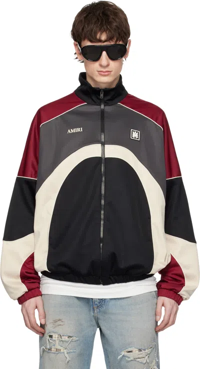 Amiri Multicolor Oversized Panel Track Jacket In Black