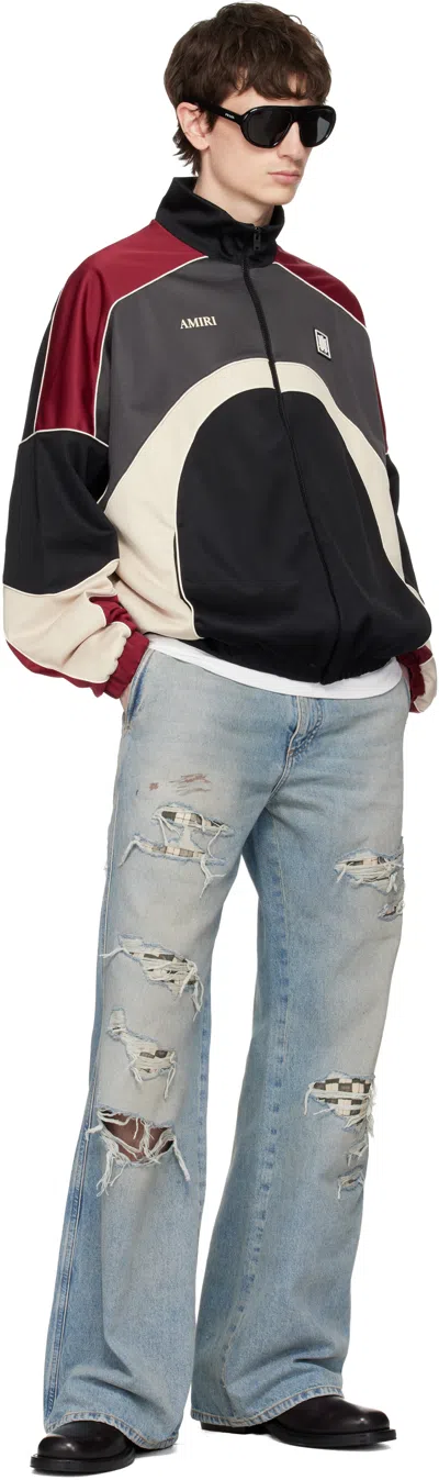 Amiri Multicolor Oversized Panel Track Jacket In Black