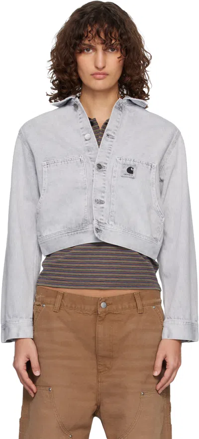 Carhartt Arca Buttoned Pocket Denim Jacket In Gray