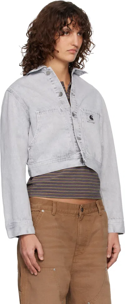 Carhartt Arca Buttoned Pocket Denim Jacket In Gray