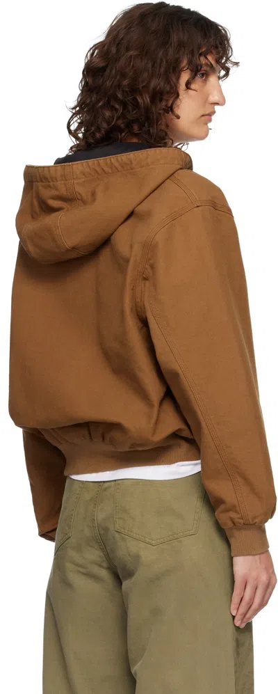 Carhartt Active Logo-patch Drawstring Jacket In Brown