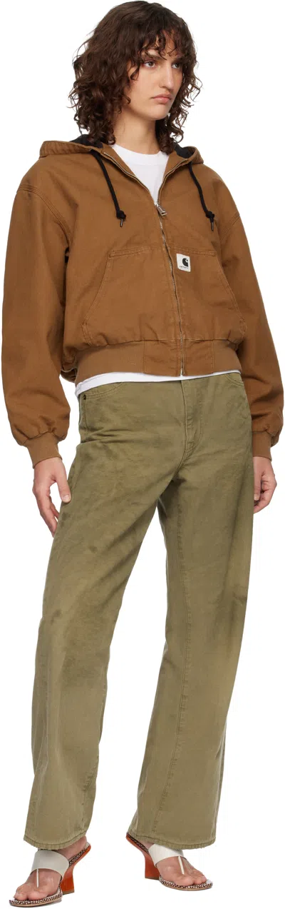 Carhartt Active Logo-patch Drawstring Jacket In Brown