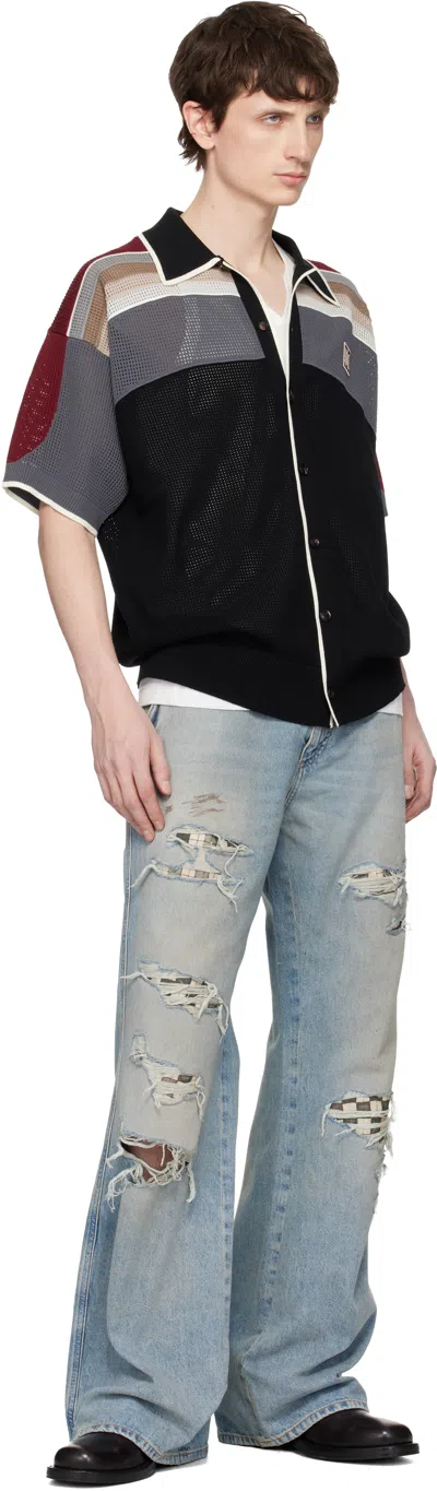 Amiri Men & Apos;s Knit Ma Icon Applique Short-sleeve Shirt In Black