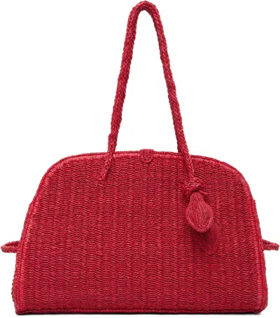 Jacquemus Medium Le Turismo Raffia Shoulder Bag In Burgundy