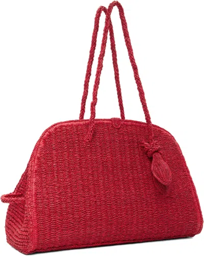 Jacquemus Medium Le Turismo Raffia Shoulder Bag In Burgundy