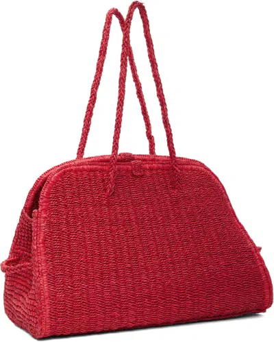 Jacquemus Medium Le Turismo Raffia Shoulder Bag In Burgundy