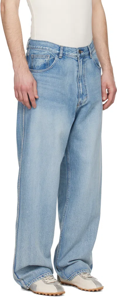 Solid Homme Blue Semi-flare Jeans In Blue
