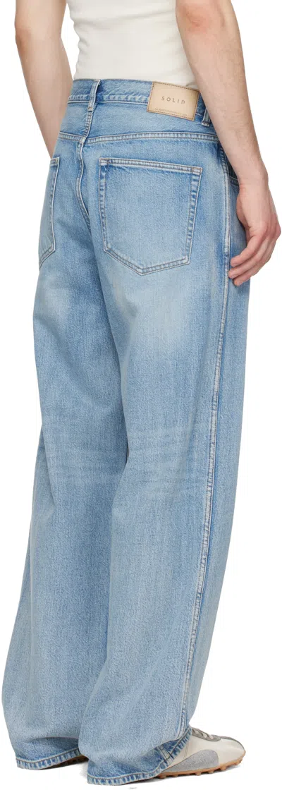 Solid Homme Blue Semi-flare Jeans In Blue