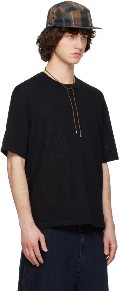 Solid Homme Black Knit T-shirt In Black