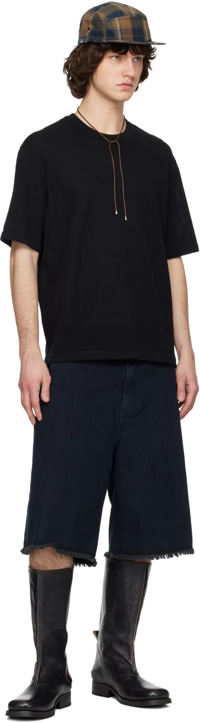 Solid Homme Black Knit T-shirt In Black