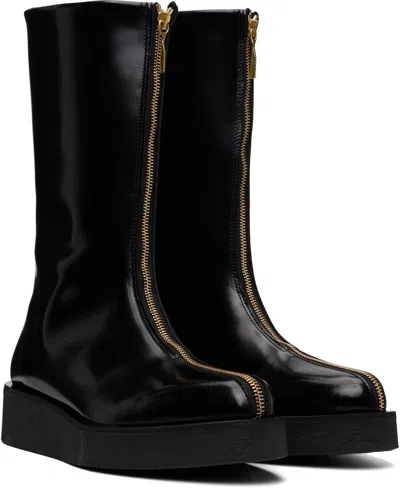Ernest W Baker Black Zipp Boots In Multi