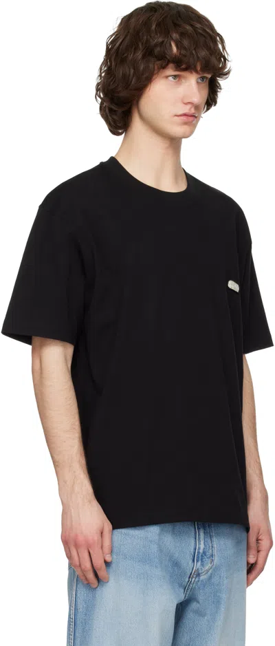 Solid Homme Black Solid Back Logo Short Sleeve T-shirt In Black