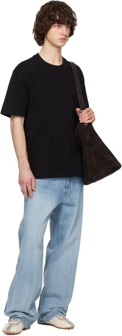 Solid Homme Black Solid Back Logo Short Sleeve T-shirt In Black