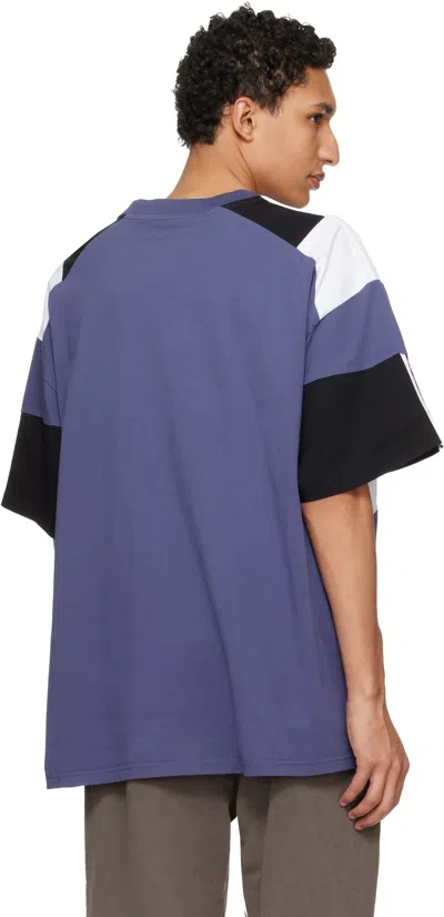 Martine Rose Purple Indigo Blue Cotton Oversized Panelled T-shirt In Blue