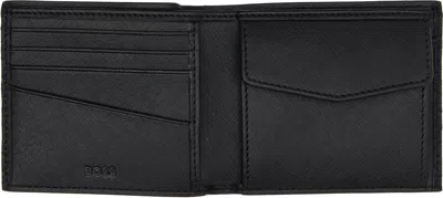 Hugo Boss Black Monogram Pattern Wallet In Black